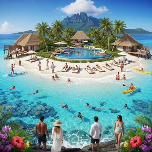 Luxurious Paradise Island with Diverse Visitors | Clear Blue Sky & Crystal-Clear Waters