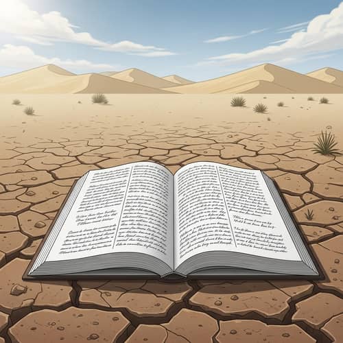 Open Book in Desert Illustration