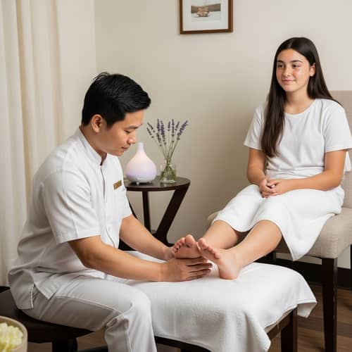 Teenage Girl Foot Massage: Relaxing Spa Experience