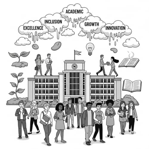 Monochrome University Poster | Vision, Mission, Goals