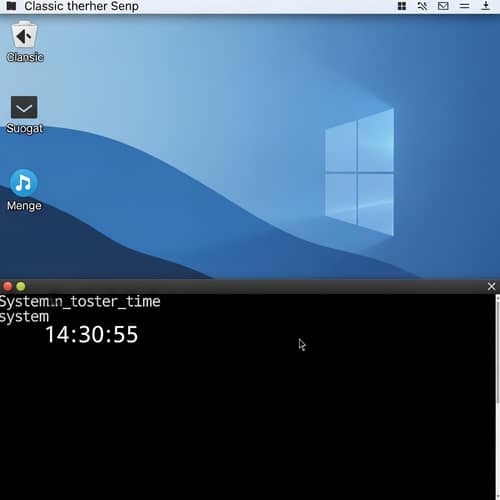 Classic Desktop Screen with Open Command Line Terminal