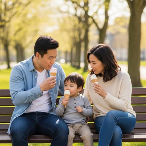 Happy Family Enjoying Ice-Cream in Park | Heartwarming Scene