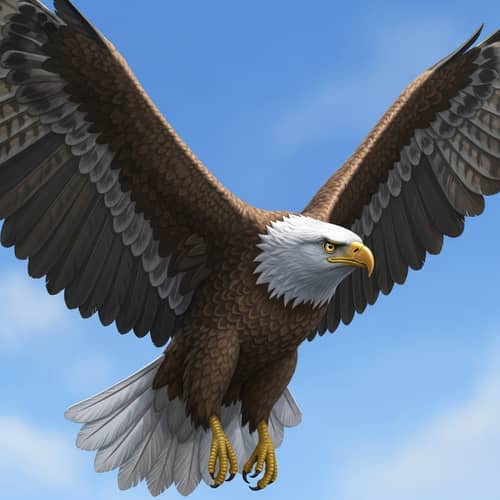 Detailed Realistic Painting of Majestic Soaring Eagle