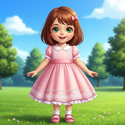 Prepubescent Girl with Honey Colored Hair | Chestnut Bob Cut