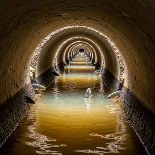 Trout Emergence: Narrow Pipe with Dirty Water Flowing