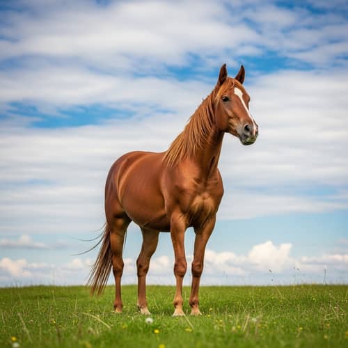 Majestic Horse in Vibrant Meadow | Graceful Strength and Beauty