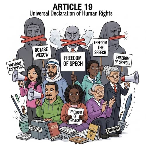 Diverse Group Advocating Freedom of Speech & Social Change