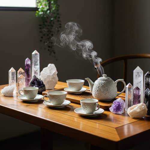 Whimsical Tea Party with Crystal Adorned Tea Set