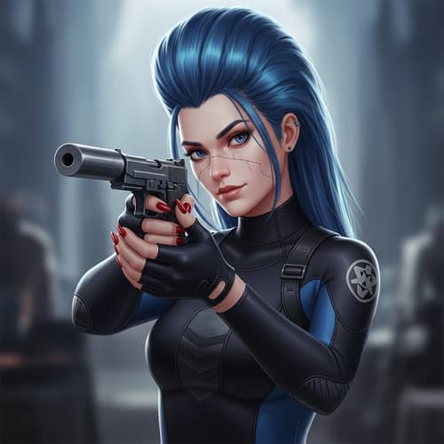 Marge Simpson in Wetsuit with Pistol - Bold and Confident Look