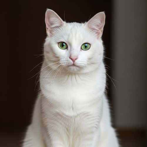 Enchanting White Cat with Green Eyes Enchanting White Cat with Green Eyes
