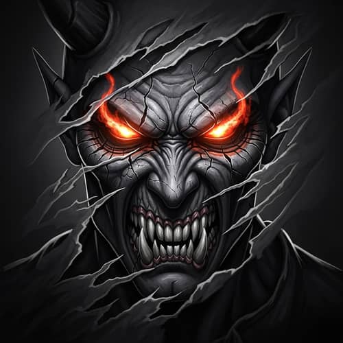 Rugged Demon Face - Fearsome and Potent Presence