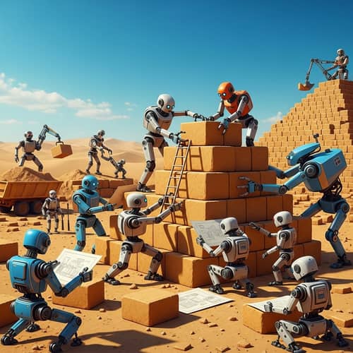 Robotic Creations: Building the Grand Pyramids in the Desert
