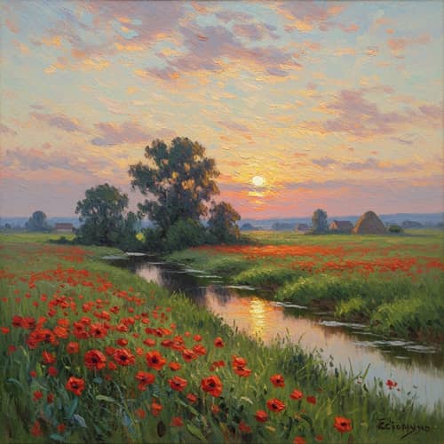 Peaceful Landscape Inspired by Claude Monet