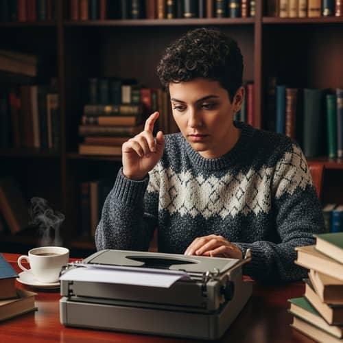 Hispanic Author Immersed in Thought | Writing Inspiration