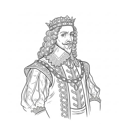 Mid-17th Century Male Public Figure in Royal Attire Drawing