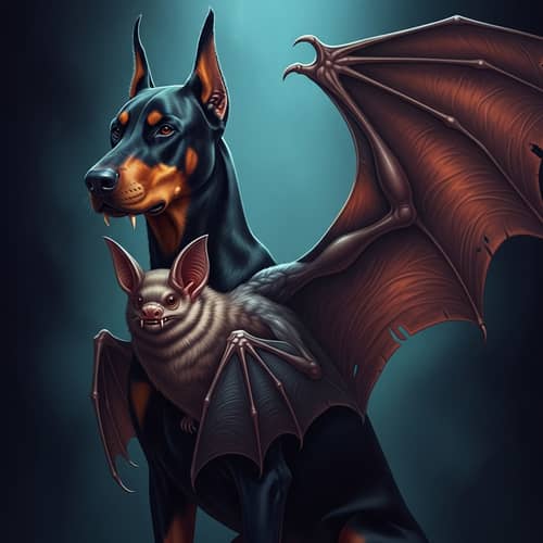 Doberman Bat Hybrid: Dark Fantasy Art