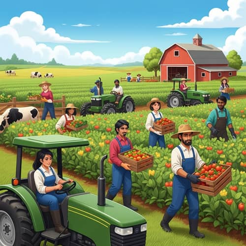Diverse Farming Practices in Verdant Landscape