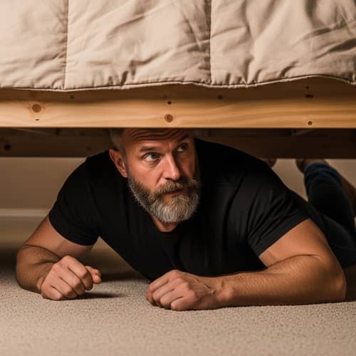 Chuck Norris Under Bed - Humorous Martial Artist Scene