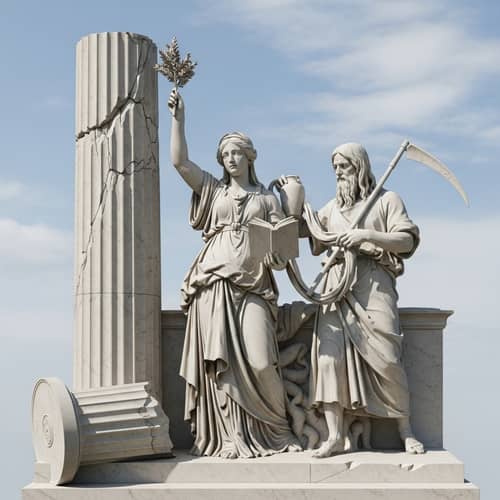 Symbolic Marble Monument: Grand Master Hiram Abiff's Untimely Death
