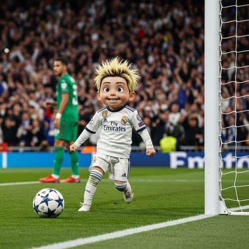 Young Boy Scores Goal in Real Madrid Jersey | Champions League