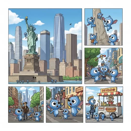 Tiny Blue Creatures Explore New York City | Statue of Liberty Scene