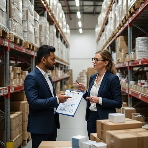 Successful Business Discussion in Warehouse Setting