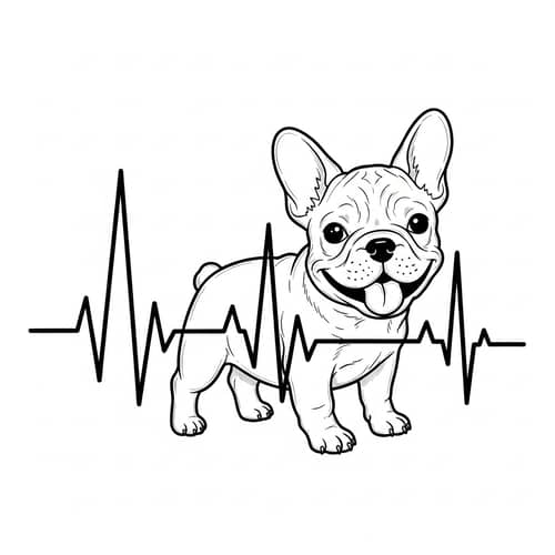 Cheerful French Bulldog Puppy Integrated into ECG Line