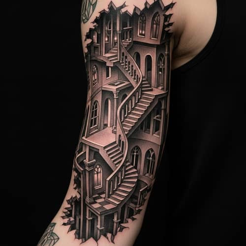 3D Perspective Tattoo Design | Skin Ink Art