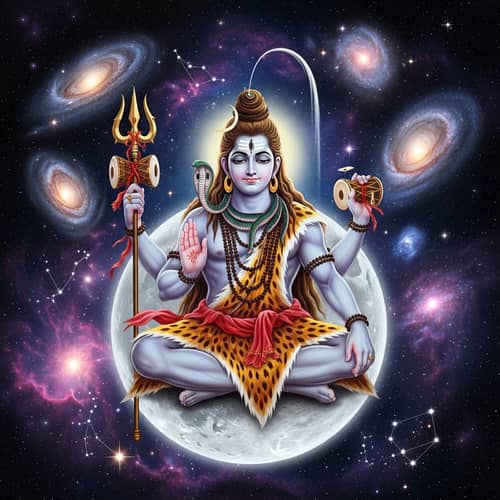 Lord Shiva in Majestic Cosmos | Serene Deity of Hindu Mythology