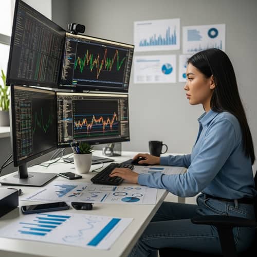 Kazakh Data Analyst Girl: Deep in Data Analysis