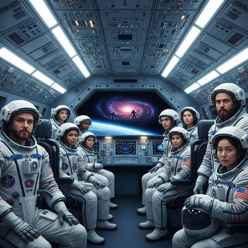 Diverse Group of Astronauts in White Space Suits | Space Exploration