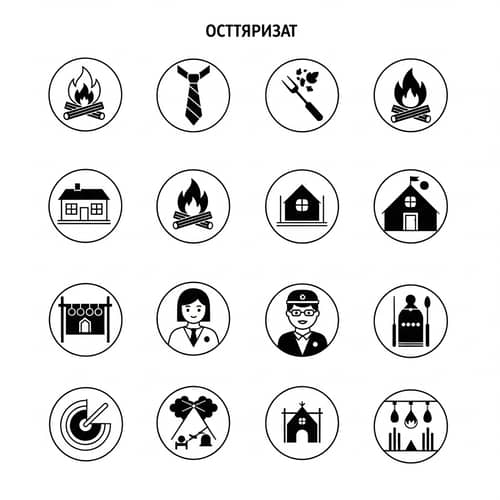 Minimalistic Children's Camp Icons | Russian Constructivism Style