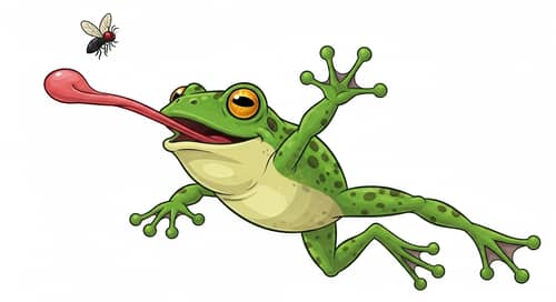 Lively Green Frog in Dynamic Leap - Cell Shading Style