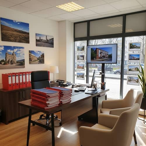 Professional Real Estate Office | Property Listings and Comfortable Workspace