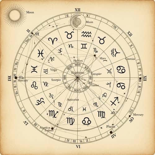 Astrological Natal Chart Interpretation with Sun, Moon, and Planets