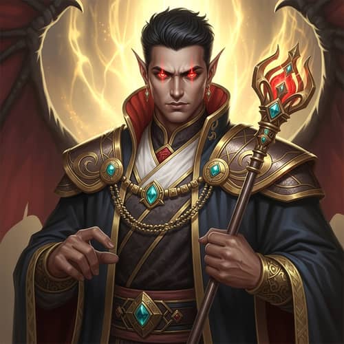 South Asian Demon King Asmodeus in Regal Attire