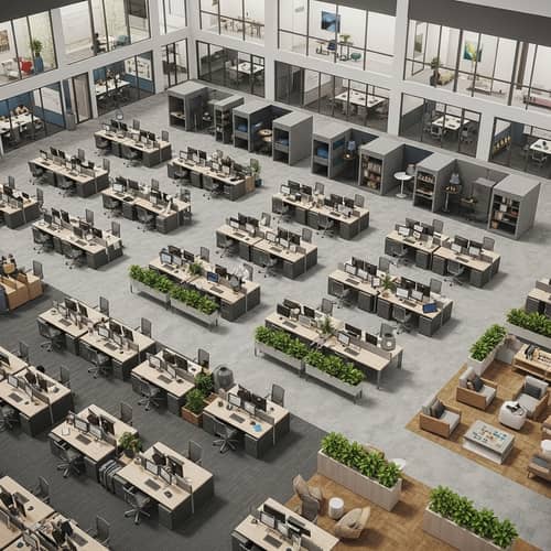 Open Floor Plan Office Design | Collaborative Spaces & Quiet Zones
