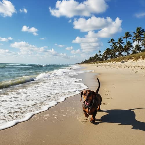 Sandy Beach Dachshund: Serene Vacation Scene in Florida