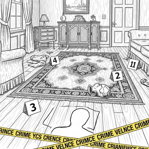 Crime Scene Layout Sketch | Old-Fashioned Living Room Evidence