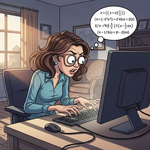 Professional Woman Working on Computer Illustration