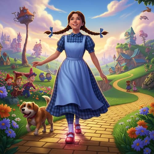 Late 19th Century Farm Girl in Enchanting Wonderland