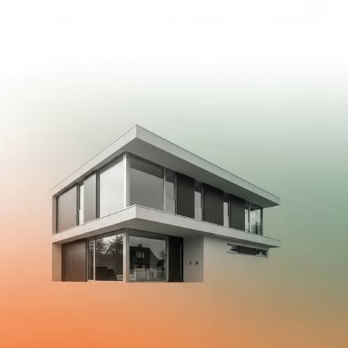 Modern House Background for Building Company | Orange, Grey, Green, and White
