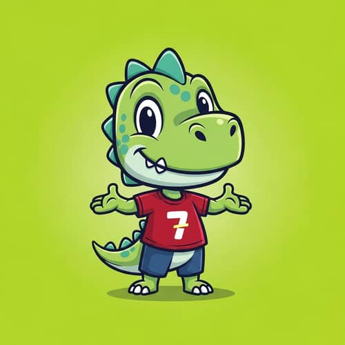 Dinosaur Boy Logo on Green Background
