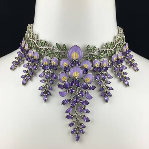 Wisteria Flower Choker Necklace | Metal & Stone Jewelry