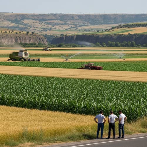 Vibrant Field with Corn, Barley, Peas, Beans, and Spelt | Agriculture Scene