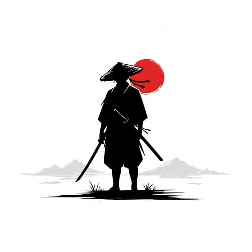 Ronin Minimalist Icon Design | Red Black Grey White