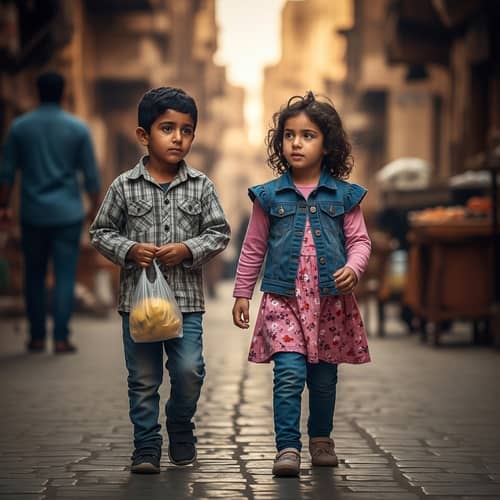Cinematic Portrayal of Childhood Bliss | South Asian Boy & Hispanic Girl in Egypt