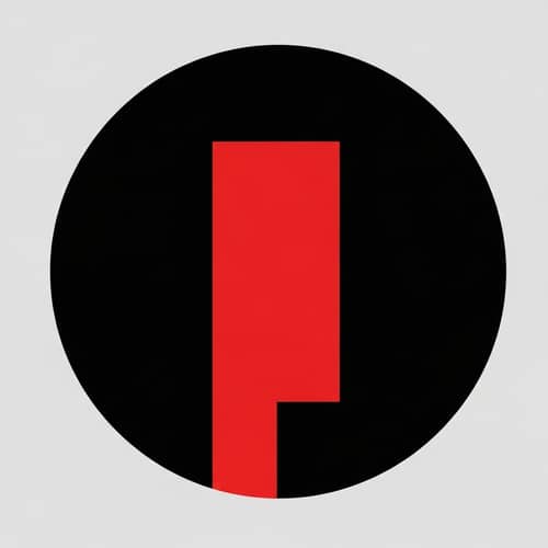 Circle with Rectangle: Bold Black and Red Design