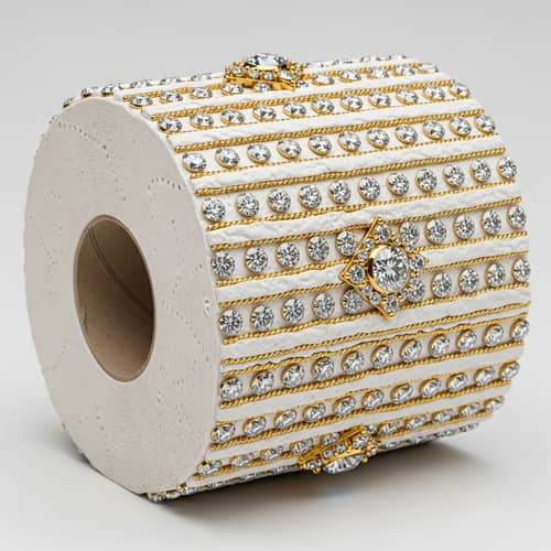Luxury Toilet Paper with Diamonds and Gold | Exquisite Bathroom Accessory