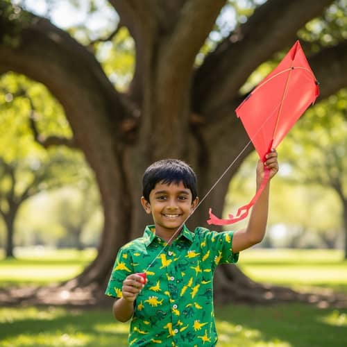 Smiling South Asian Boy Flying Kite in Park | XYZ Website